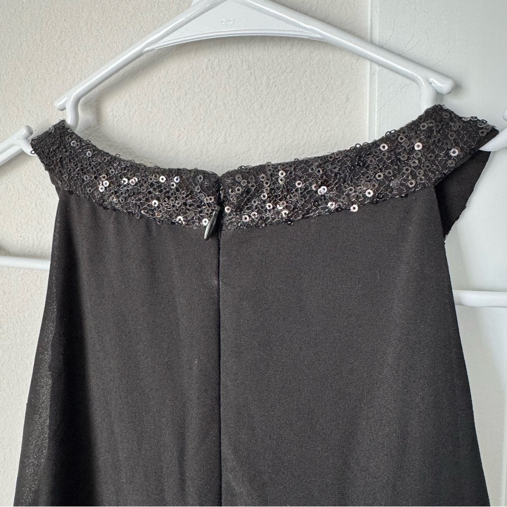 Chaps Black Dress Size 6 Layered Sequins Tiered Special Occasion Wedding Tank - Picture 9 of 11